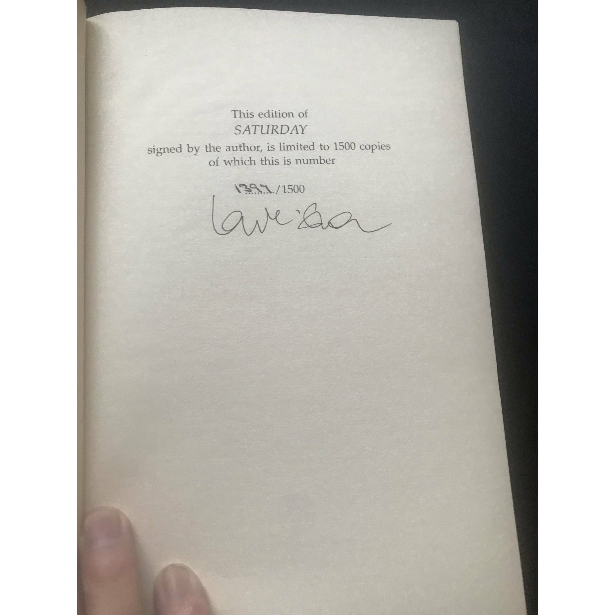 McEwan, Ian. Saturday SIGNED - TC Books