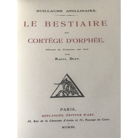 Apollonaire, Guillaume.     Le Bestiare. - TC Books